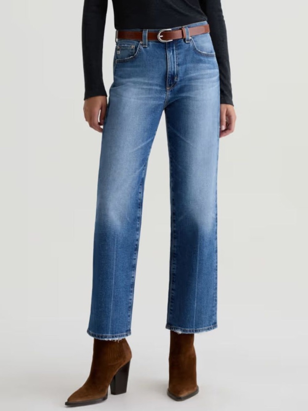 AG JEANS BRINLEY CROP mid-rise STRAIGHT med/dark wash size 30 cotton blend
